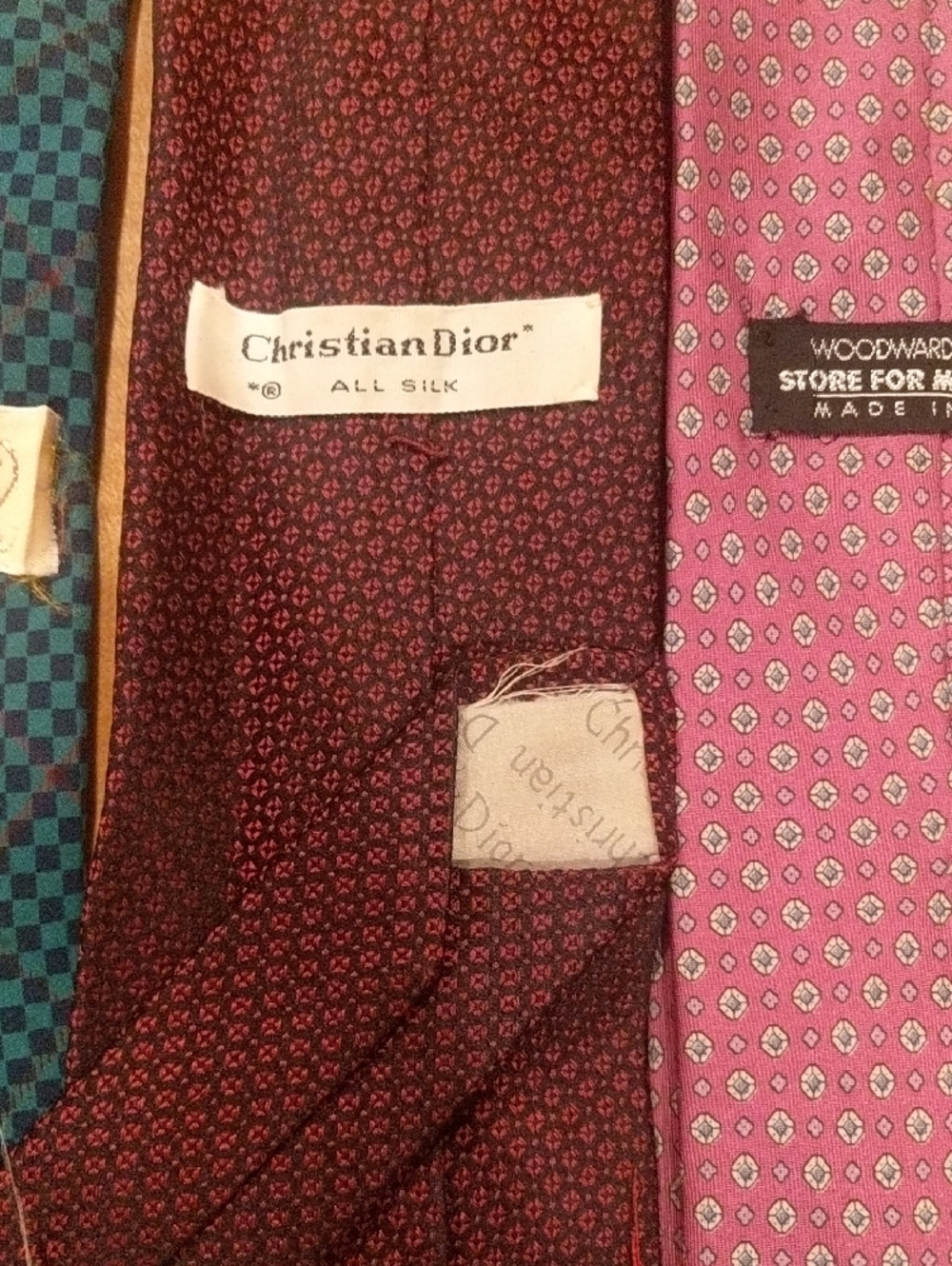Assorted Men's Silk, Cotton and Woo Ties in Teal, Burgundy, Purple, Blue & Brown - Picture 11 of 13